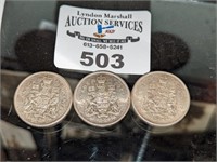 1964,65,66 CDN 0.50 cent coins