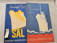 2- SWEDEN AMERICAN LINE PASSENGER LIST