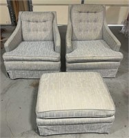 Vntg Tufted Chairs w\Ottoman Project Pieces