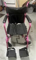 Pink\Black Aluminum Transport Wheelchair