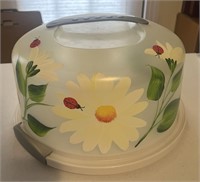 Hand Painted Cake Carrier & Server w\Locking Lid
