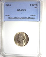 1947-S Nickel MS67 FS LISTS $4250