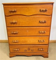VIRGINIA HOUSE SOLID MAPLE FIVE DRAWER TALL CHEST
