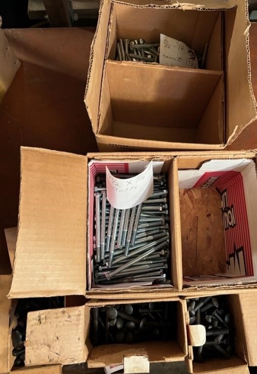 Assorted Boxes of Carriage Bolts, Various Sizes