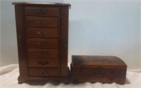 Vintage armoire style wood jewelry box and more