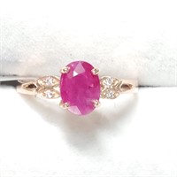 $1800 10K Ruby(1ct) Diamond(0.04Ct) Ring