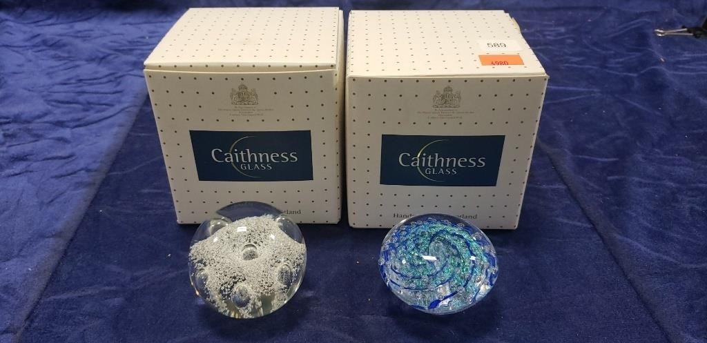 (2) Glass Paper Weights