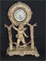 Antique Spelter Metal Mantel Clock
