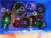 Colored vintage glass vases (tub included)