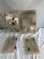 Two large tackle boxes and two small tackle boxes