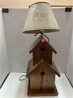 Birdhouse Lamp. 24in Total Height  Punched Tin