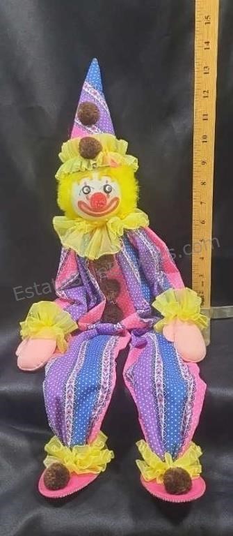 Handmade cloth clown. 26ins standing.