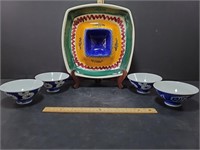 Gail Pittman Fiesta Chip And Dip Platter With 4