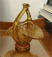 Amber colored glass basket