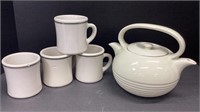 Double spout/ divided interior tea pot & 4