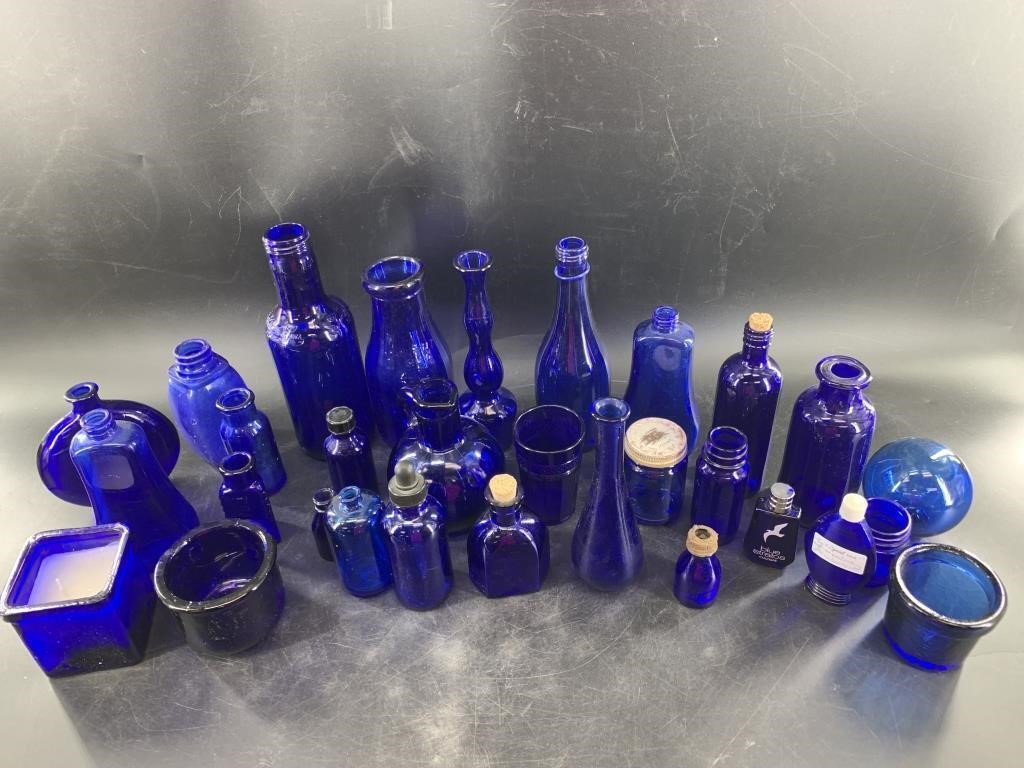 Enormous box lot of beautiful cobalt blue glass