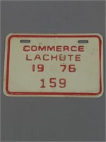 Vtg Commerce License Plate Lachute 1976