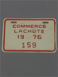 Vtg Commerce License Plate Lachute 1976