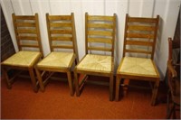 Four oak highback chairs