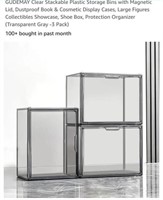 MSRP $40 3 Pack Transparent Grey Storage Bins