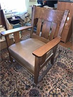 Mission-style vinyl, seated rocking chair