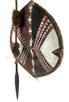 Vintage Masai African Shield & Spear