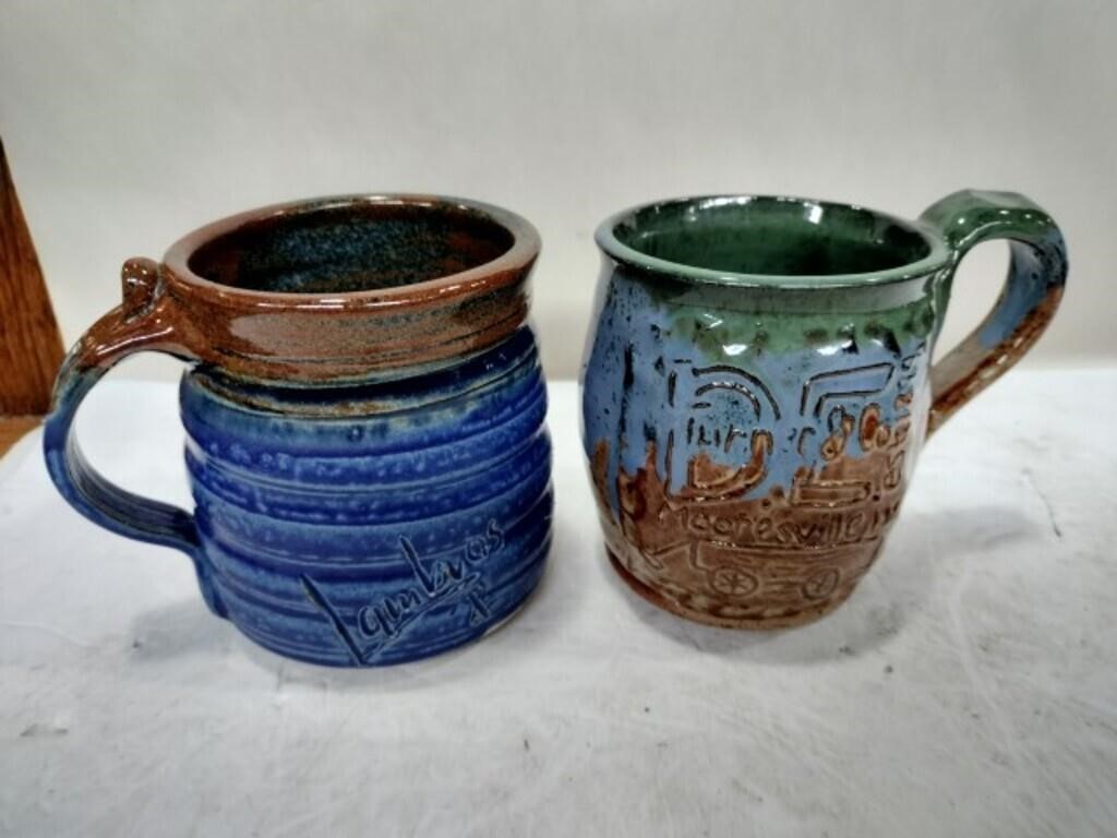 2 pottery mugs