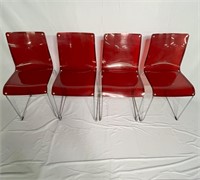 Mid Century Red and Chrome Chairs