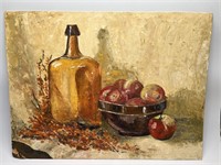 Vintage Signed Still Life Oil on Board