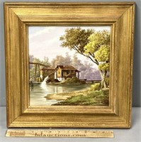 Water Mill in Landscape Painting on Porcelain