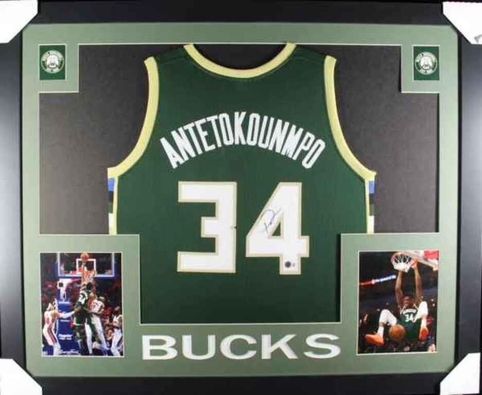 Autographed Giannis Antetokounmpo Framed Jersey