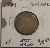 1929 Iceland 1 Krona