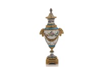 FRENCH SEVRES BLUE CELESTE AND BRONZE VASE