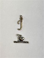 Sterling Gymnastics & Letter T Charms