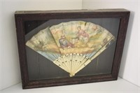 SHADOWBOXED FRAME VICTORIAN FAN - AS IS