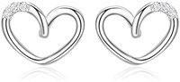 Minimalist .02ct White Topaz Twist Heart Earrings