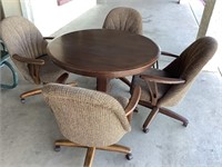 Table Leaf & 4 Chairs On Casters, 42in Round