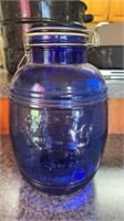 Cobalt blue glass cookies sugar flour jar,