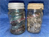 Canning jars of old keys & broken glass