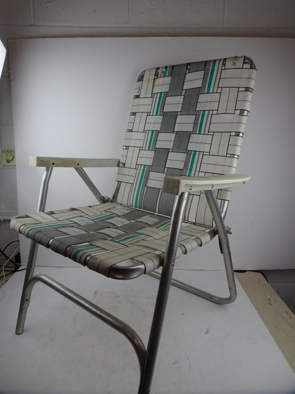 Vintage Aluminum Webbed Lawn Chair