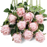 Flojery 10pcs Artificial Rose Flowers Long Stem F