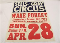 Vintage Sells & Gray Wake Forest Circus Poster