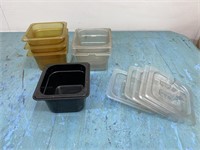 Misc. 1/6 Size Food Pans - High & Reg, Covers