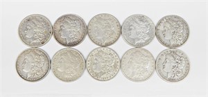 10 MORGAN DOLLARS - 1880 to 1900-O