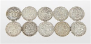 10 MORGAN DOLLARS - 1879-S to 1921-D