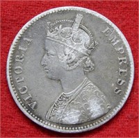 1878 India Silver Rupee