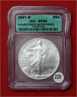 2007 W American Eagle ICG SP69 1 Ounce Silver