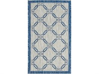 2' x 4' Area Rug, Blue and White