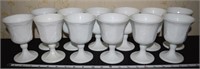 Set of (12) 5.5" Grapevine milk glass goblets