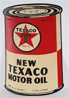 TEXACO BLACK T NEW MOTOR OIL SST TIN CAN SIGN